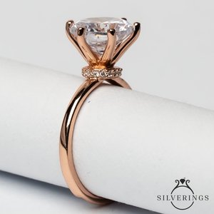 NOVAMART Fine Silverings 925 Sterling <b>Silver</b> <b>Solitaire</b> <b>Ring</b> Cut Zircon Geometric Pattern Rhodium Plated Pear Diamond for Engagem - Product Image 1
