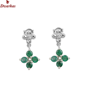 New Arrival Elegant Looking 925 Sterling Silver Jewelry <b>Emerald</b> Dyed Gemstone <b>Earring</b> for Women - Product Image 2