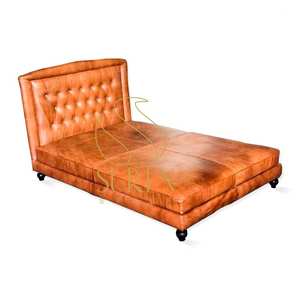 Rexine-Lit à Tête Haute en Bois Massif, Lit Artisanal d'Excellente Qualité, Disponible pour les Acheteurs en Gros - Product Image 2