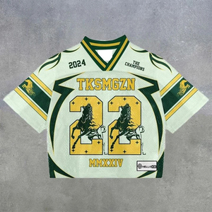 เสื้อฟุตบอลสไตล์ย้อนยุคผ้าตาข่ายทรงสตรีทแวร์สไตล์อเมริกันฟุตบอลแฟชั่น - Product Image 2