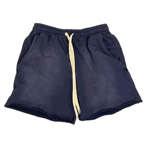 High Quality Men's Acid Wash Raw Vintage <b>Jogger</b> Sports <b>Shorts</b> Made of French Terry Cotton Fleece Solid Pattern <b>Short</b> Plain Style - Product Image 3