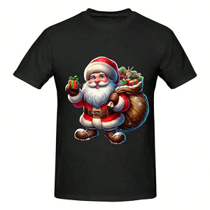 Camiseta de Manga Corta Informal para Hombre, Personalizada, Especial de Navidad, sin Cuello, Transpirable, con Estampado, 100% Algodón, Ecológica - Product Image 1
