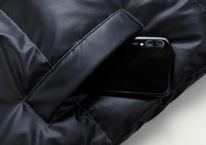 Tout nouveau blouson d'hiver pour hommes en toile léger coupe-vent chaud à capuche en fibre de polyester rempli de poche avec logo personnalisé - Product Image 4