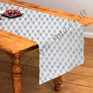 Modern Floral Hand Block Printed Table <b>Runner</b> High Quality Thickened Cotton Fabric For Home Decoration For Wedding Events Home - Product Image 4