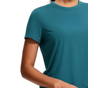 การออกแบบที่กําหนดเองคุณภาพสูงระบายอากาศโพลีเอสเตอร์ผู้หญิงเสื้อ T Crop / ผ้าฝ้ายหลายสีหลวมติดตั้งผู้หญิงเสื้อ T Crop Top - Product Image 4