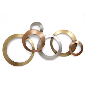 Elegante Arte de Pared Metálico Moderno, Decoración de Pared con Diseño de Círculos, Acabado en Bronce, Gris, Dorado Champán y Plateado, Decoración de Hierro para Sala de Estar - Product Image 1