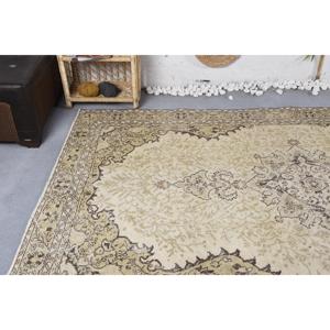 พรมวินเทจขนาด 5.5x9.2 ฟุต พรมตุรกีขนาดใหญ่ พรมขนสัตว์ลายสัตว์สีน้ำตาลเบจ - Product Image 5