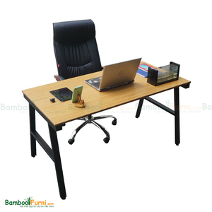 <b>Foldable</b> Bamboo <b>Desk</b> with Simple Design-140x70cm Metal Legs Adjustable Height - Product Image 4