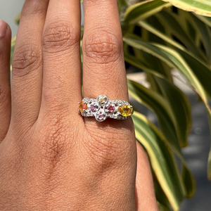 Stylish Trendy Custom Designed 925 <b>Sterling</b> <b>Silver</b> Multi-Gemstone <b>Ring</b> <b>Set</b> Rhodium Plated Prong Setting Fine Wholesale Jewelry - Product Image 2