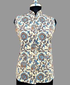 เสื้อโค้ทกันตาสำหรับผู้หญิงเสื้อแจ็กเก็ตผ้าฝ้ายอินเดียแขนครึ่งผ้าปะสำหรับใส่ทำงานผ้าฝ้ายแท้ - Product Image 4