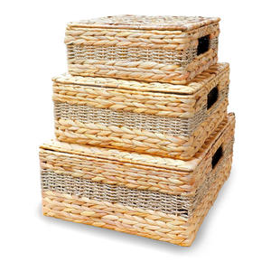 Venta al por mayor caja de regalo de jacinto de agua tejida a mano plegable contenedor hecho a mano natural ecológico en Vietnam - Product Image 1