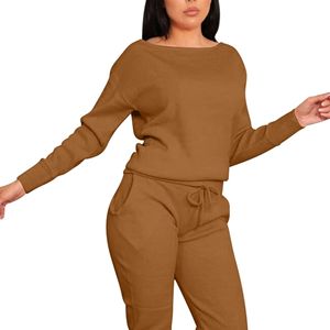 ชุดวอร์ม2ชิ้นสำหรับผู้หญิงเสื้อแขนยาวและกางเกงวิ่งระบายอากาศชุดเสื้อนอกทอสำหรับฤดูหนาว - Product Image 3