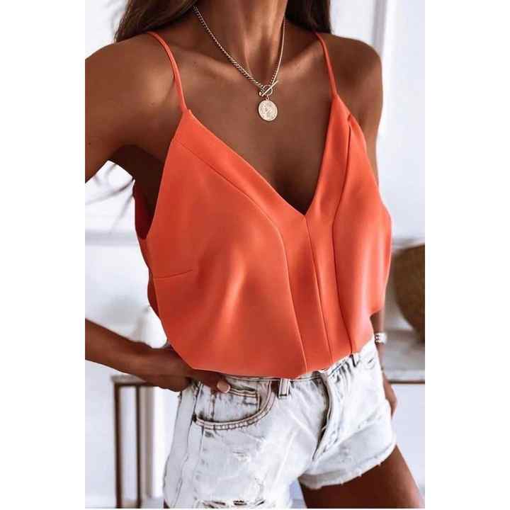 Strappy V-Neck Sandy Blouse Mink