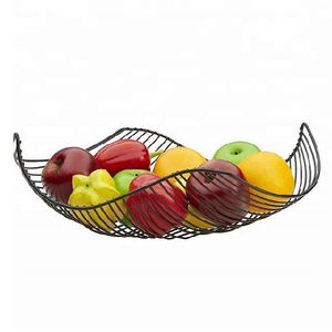 Modern Decor <b>Kitchen</b> <b>Storage</b> Basket Woven Bamboo Iron with Daily Style <b>for</b> Home Use-Topple Fruit & <b>Vegetable</b> Tabletop Organizer - Product Image 2