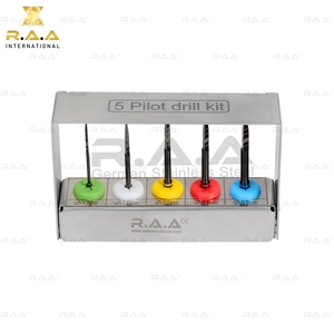 R.A.A. Kit de Brocas Piloto para Implantes Dentales, 5 Piezas, Cabezas de Acero Codificadas por Color, Certificación CE, Garantía de 3 Años, Clase I, Modelo RAA-117 - Product Image 3