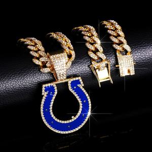 จี้เงินแท้ชุบทองคำขาว 14K ประดับเพชรโมอิสซาไนต์เต็มวง สไตล์ฮิปฮอป สำหรับทุกเพศ ทีมอินเดียนาโพลิส โคลท์ส ของแท้จาก NFL เหมาะสำหรับงานปาร์ตี้ - Product Image 5