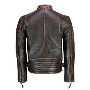 Veste de bombardier en toile PU véritable pour hommes, moto, col montant, style vintage, capuche - Product Image 4