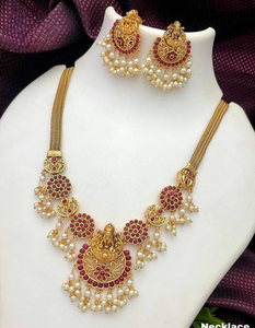 ชุดสร้อยคอประดับเพชรสังเคราะห์สไตล์บอลลีวูดอินเดียสำหรับผู้หญิงเครื่องประดับไข่มุกอินเดียใต้แบบดั้งเดิมต่างหู - Product Image 6