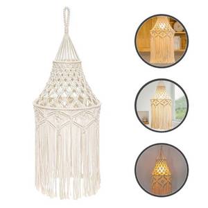 Pantalla de Lámpara de Macramé Bohemia Hecha a Mano, Diseño Personalizado, Lámpara Colgante Ecológica, Cordón de Algodón 100% Orgánico, Decoración para el Hogar con Múltiples Bombillas - Product Image 1