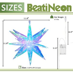 12 "Navidad Moravia estrella prismática iridiscente fácil montaje plegable LED estrella decoración colgante Navidad estrella vacaciones Decoración - Product Image 5