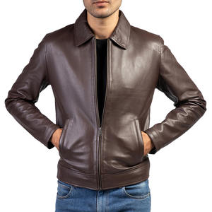 Chaqueta de Cuero Genuino para Motociclistas, Cuello Alto, Recubierta, Transpirable, de Primera Calidad, Clásica para Hombre - Product Image 4