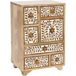 Vente en gros Meuble de rangement en bois naturel fabriqué à la main avec portes sculptées à motifs géométriques pour le salon et les meubles d'intérieur - Product Image 2