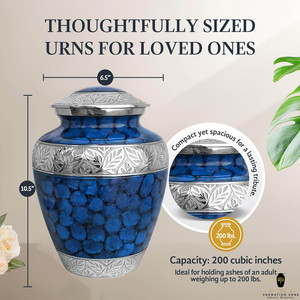 โกศบรรจุอัฐิสีน้ำเงินเงิน แบบอเมริกัน/ยุโรป สำหรับงานศพ ขนาด 10 นิ้ว ทำด้วยมือ เป็นมิตรกับสิ่งแวดล้อม ทนทาน ความจุ 220 คิวบิกอินช์ - Product Image 4