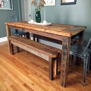 Vente en gros Table de salle à manger de ferme en bois de manguier Meubles rustiques en bois massif Armoires de salon de style vintage pliables et écologiques - Product Image 1