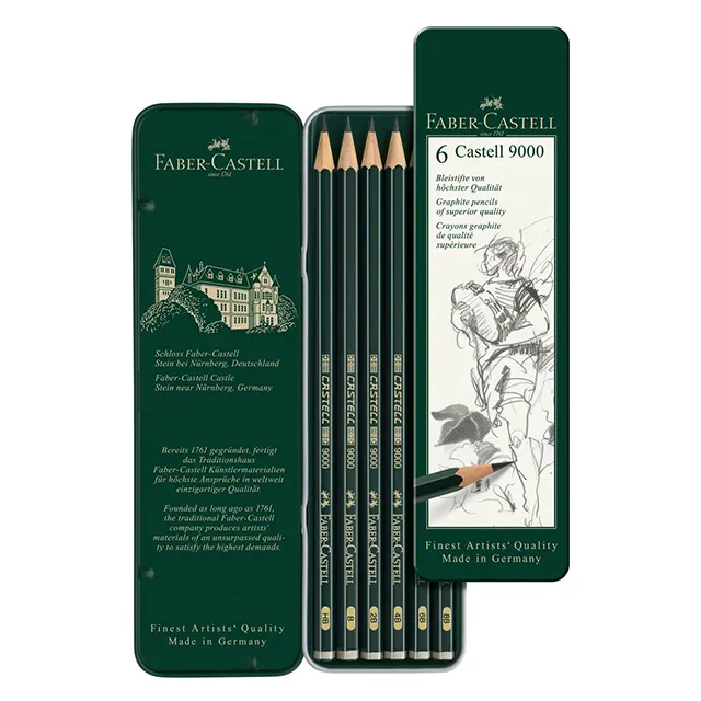 Набор художественных карандашей FABER CASTELL 9000 (в упаковке 6), карандаш для рисования, школьные и офисные принадлежности