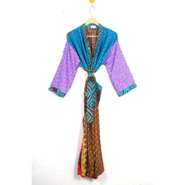 Silk kimono women wear bathrobe silk mix kimono designer multi colored Sleepwear Silk kimono Dress Night Wear