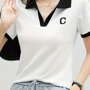 Camiseta bordada personalizada para mujer, Camiseta holgada sólida a la moda con cuello redondo de alta calidad para mujer, camiseta de manga larga para mujer - Product Image 3