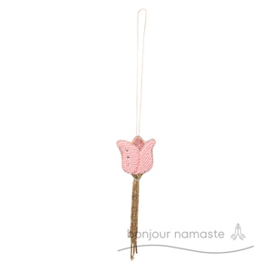 Decorazione di natale per donne e artigiani floreali per decorazioni natalizie giocattolo di Natale con tulipano rosa ecologico fatto a mano e foglia d'oro - Product Image 1