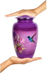 โกศบรรจุอัฐิรูปนกฮัมมิงเบิร์ด (โกศสีม่วงขนาดใหญ่รูปนกฮัมมิงเบิร์ด) โกศสำหรับพิธีศพและเผาศพ ขนาด 200 คิวบิกอินเช่ - Product Image 3