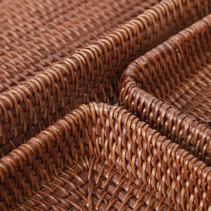 Bandeja de Servir Rectangular de Ratán, Bandeja de Mimbre Tejida a Mano en Color Marrón Oscuro, Organizador Decorativo Natural para Mesa, Venta al por Mayor - Product Image 2