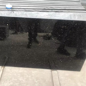 Granite Black Galaxy Premium, pierre naturelle, base noire profonde, paillettes dorées/argentées scintillantes - Design moderne, sol durable, salon - Product Image 1