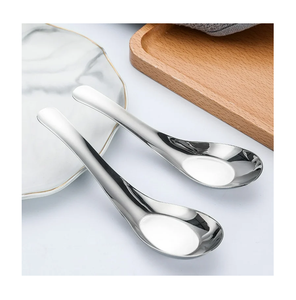 ช้อนซุปมิเรอร์ทำจากเหล็กช้อนของหวานดีไซน์คลาสสิกช้อนช้อนตักซุปข้าวอาหารเย็นช้อนเครื่องเงิน - Product Image 6