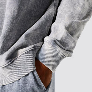Sweatshirts délavés à l'acide pour hommes sur mesure 100% coton éponge française Blank Plain Streetwear O-Neck Sweatshirts à épaules tombantes pour hommes - Product Image 6