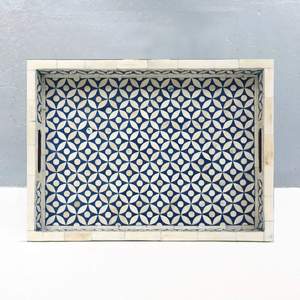 Bandeja de servicio de madre de perla hecha a mano, con patrón azul y blanco utilizado para servir el desayuno, decoración de la mesa superior, nuevo diseño - Product Image 2