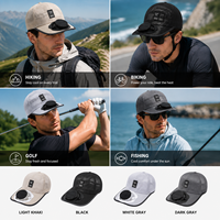 Casquettes de baseball solaires en gros avec ventilateur intégré, chapeau rafraîchissant d'extérieur, 3 vitesses réglables, rechargeable par USB, pour la pêche, la randonnée et le camping