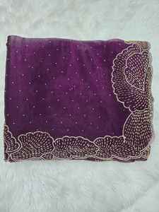 ผ้าไหมชาร์กานงานปักเพชรสำหรับผู้หญิง พร้อมเสื้อคลุมแบบไม่เย็บติด ผ้าส่าหรีอินเดียสำหรับงานปาร์ตี้ งานแต่งงาน และงานเทศกาล มีสินค้าพร้อมส่ง - Product Image 3