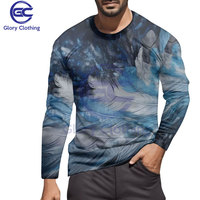 T-shirt à manches longues pour homme, col rond, tricoté, respirant, imprimé numériquement, avec design personnalisé en couleur intégrale, pour l'automne et l'hiver