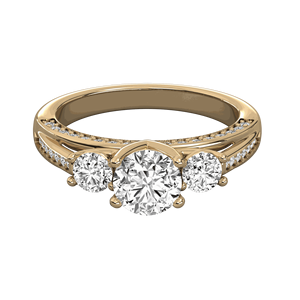 Bague de fiançailles à trois pierres en diamant taille ronde - Product Image 1