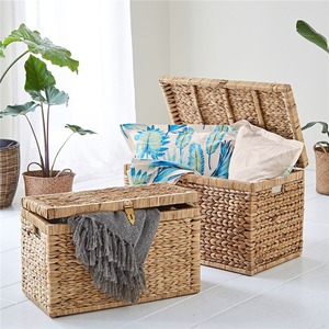 หีบใส่ของตกแต่งบ้านหีบหวายธรรมชาติลำต้นผักตบชวาขนาดใหญ่ทนทาน - Product Image 4