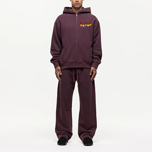 Ensemble de survêtement streetwear d'hiver pour homme, 100% coton léger 380 g/m² respirant, personnalisé, pantalon de survêtement uni et sweat à capuche 2 pièces, vente en gros - Product Image 3