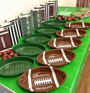 Plastic Football Serving Trays Game Day Football Themed Serving Tray Green and Brown Color Serving Tray Football Party Supplies