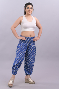 Pantalones de pierna ancha holgados de cintura alta de algodón para mujer, pantalones de pijama de pierna ancha de algodón al por mayor, Pantalones estampados informales de verano para mujer - Product Image 3