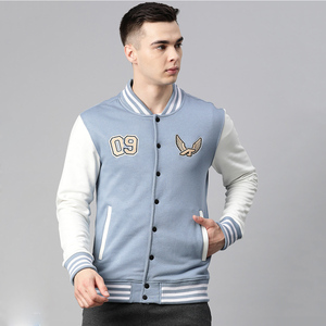 Veste universitaire bleue avec logo personnalisé de style moderne pour hommes blouson bombardier Letterman College veste universitaire d'hiver de baseball pour hommes - Product Image 1