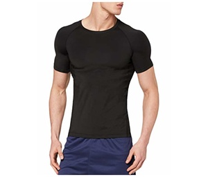 Maillot de bain à manches courtes pour hommes, coupe ample, protection contre les éruptions cutanées avec Logo imprimé personnalisé, chemise de compression pour hommes, vente en gros - Product Image 1