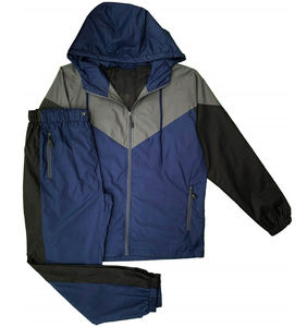 Chaqueta con cremallera de 2 piezas de nuevo diseño 2025 y Pantalón elástico, chándal cortavientos de gran tamaño con diseño de sublimación de nailon 100% - Product Image 1