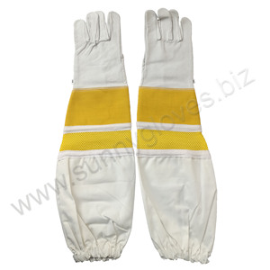 Mejor fabricante Apicultura Piel de cabra Agricultura Guantes de apicultor con ventilación Manga larga de lona Puño elástico Todos los tamaños - Product Image 5